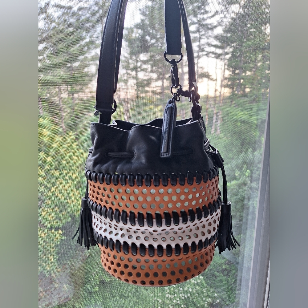 Loeffler Randall Black and Brown Crossbody Bag